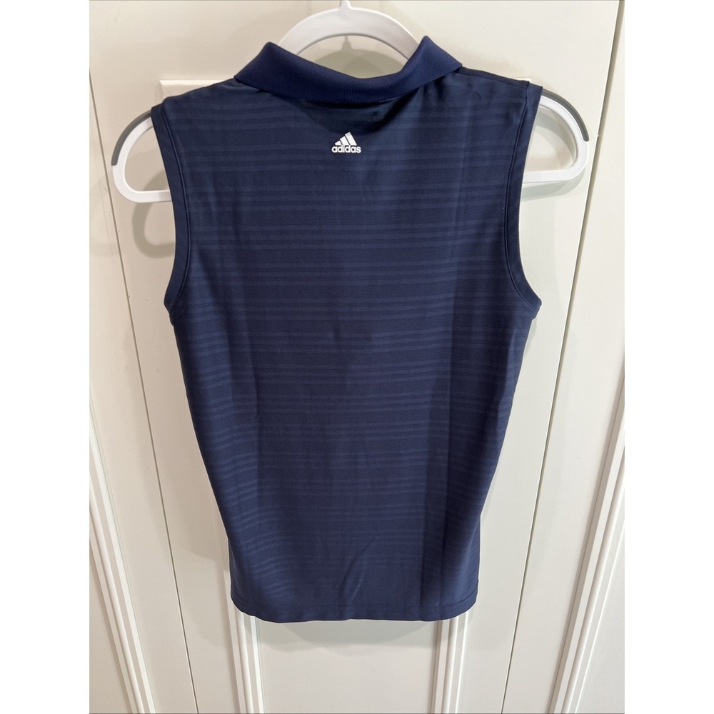 Adidas Climacool Navy Sleeveless Polo Golf Shirt Size Medium UPF 15+ Pickleball - Picture 3 of 7